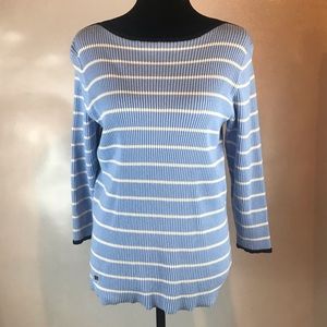 RALPH LAUREN STRIPED RIB KNIT SWEATER TOP